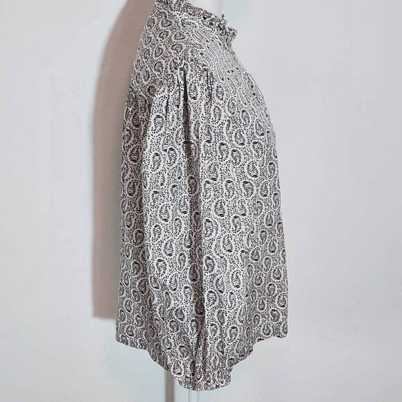 Gap Black and White Print Button Down Blouse Size Medium Gap Cotton Blouse - Picture 4 of 9